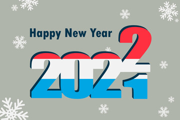 New year's card 2022. Pictured: element of the flag of Luxembourg festive inscription and snowflakes. it can be used as a promotional poster, postcard, flyer, invitation or website.