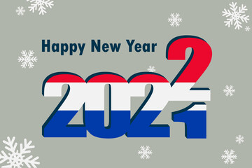 New year's card 2022. Depicted: element of the flag of the Netherlands, festive inscription and snowflakes. it can be used as a promotional poster, postcard, flyer, invitation or website.