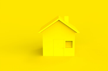 Fototapeta na wymiar Yellow house on yellow background - Property investment and house mortgage financial real estate concept home loan concept - 3d rendering, 3d illustration