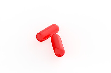 red pills isolated on white - 3d .rendering, 3d illustration .