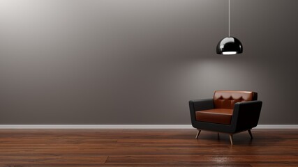 nterior decoration room wood floor wall and armchair