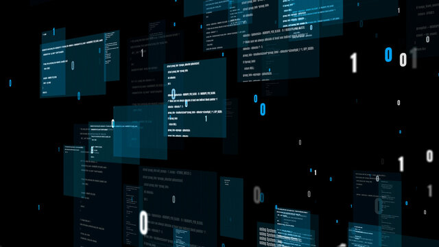 Visionary programming and coding of future software . 3D rendering computer graphic .