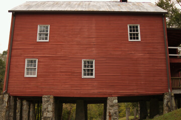 Red siding on old building