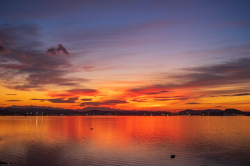 Fototapeta na wymiar sunset over the Santander bay