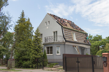 Naklejka premium Exterior of a residential building near upper lake, Kaliningrad, Russia.