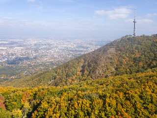 Aerial Autumn view of Vitosha Mountain, Bulgaria