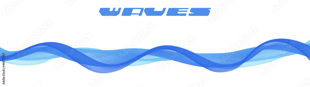 Poster blue waves of very thin lines. vector graphics