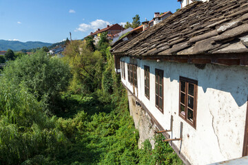 Fototapeta na wymiar Panoramic view of center of town of Troyan, Bulgaria