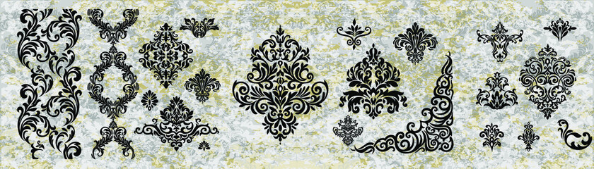 Oriental vector damask patterns for greeting cards and wedding invitations.