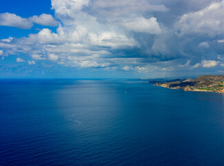 Plakat beautiful seascape with extraordinary natural colors of the sea, mountains and clouds in Alanya, Turkey