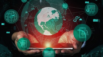 Digital Marketing Technology Solution for Online Business conceptual - Graphic interface showing...