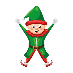 merry christmas elf in green suit on transparent background