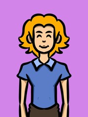 cute man cartoon on purple background