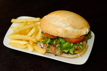 burger and fries