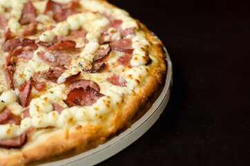 pizza on a wooden board