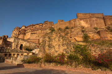 インド　ジョードプルのメヘラーンガル砦の城壁