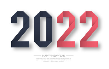 2022 happy new year. numbers paper style. vector linear numbers. design of greeting card. vector illustration.