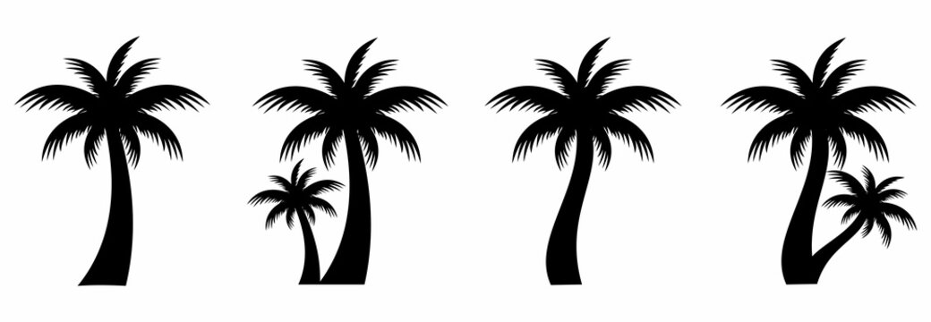 palm tree icon set, palm tree vector set sign symbol