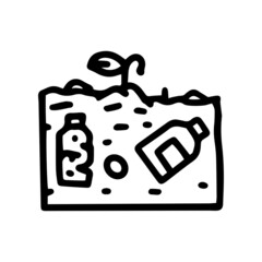 soil pollution line vector doodle simple icon