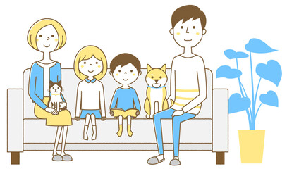 家族　二世代　ソファー