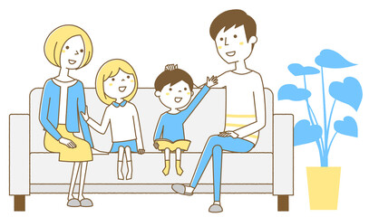 家族　二世代　ソファー