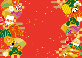 謹賀新年　和柄フレーム背景イラスト