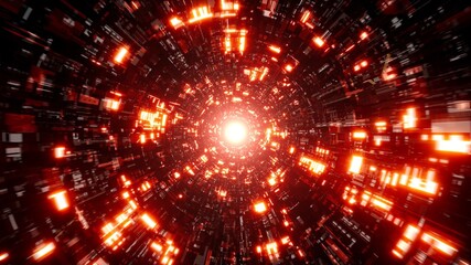 Red Light Illuminated Sci Fi Pattern Tunnel Background