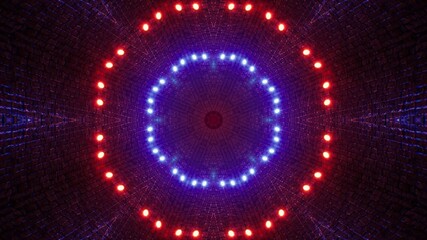 Shining Red and Blue Light Lamp on the Dense Stone Brick Wall, 3D Illustration