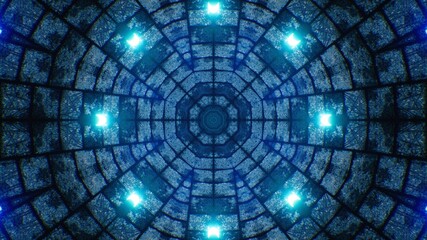 Shiny Green Lamp on the Symmetrical Geometric Stone Tile Floor 3D Illustration