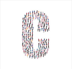 People Group of in the shape of consonant C white background. Vector illustration