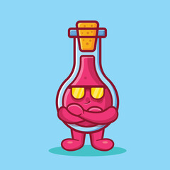 Cool flask glass mascot isolated cartoon in flat style