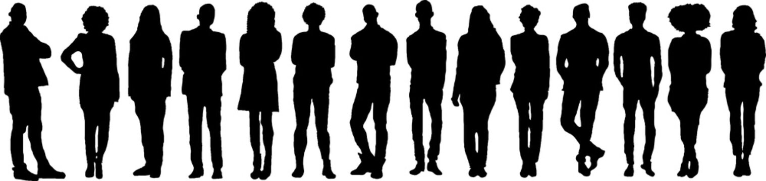 Silhouette Of Groups Of People Working	