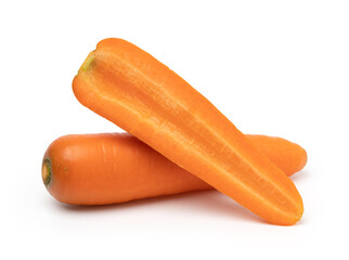 carrots and half isolated on white background, clipping path.