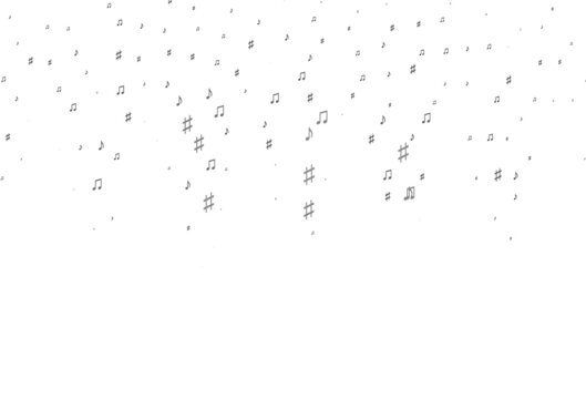 Light Silver, Gray vector backdrop with music notes.