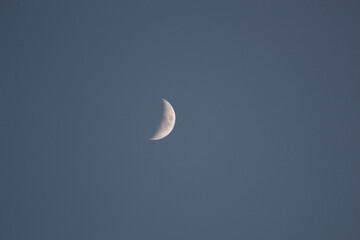waning quarter moon visible in daylight