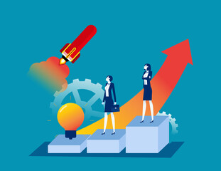 Business with startup accelerator. Flat vector illustration concept