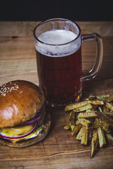 hamburger and beer
