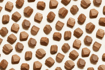 Tumi ishi japanese table game meditation, background from eco-friendly wooden polygonal stones for building high tower, pattern