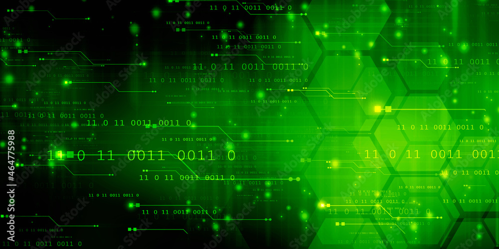 Poster 2d illustration abstract digital binary data on computer screen