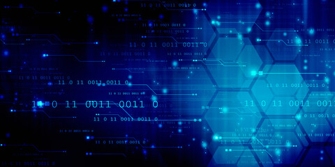 Obraz premium 2d illustration abstract digital binary data on computer screen