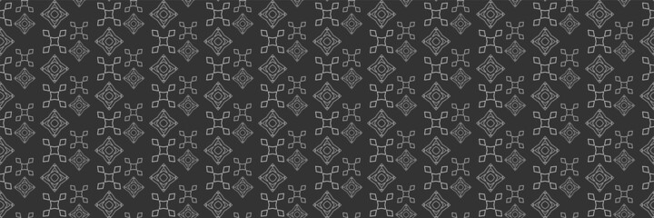 Abstract background pattern with gray decorative ornament on a black background for your design. Seamless background for wallpaper, textures. Vector image. 