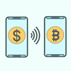 phone with dollar and bitcoin sign
