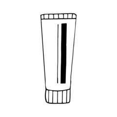 tube of ointment, cream, toothpaste hand drawn doodle. vector, scandinavian, nordic, minimalism, monochrome. icon. medicine, health, treatment.