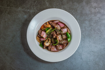 Beef chopped steak on a white plate