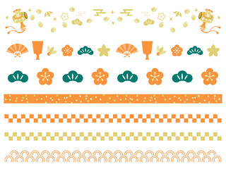 Naklejka premium 日本の伝統柄のラインイラスト
