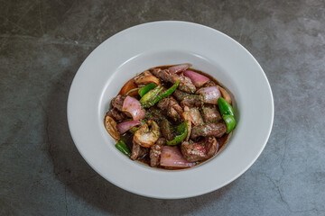 Beef chopped steak on a white plate