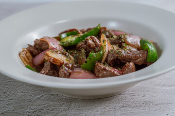 Beef chopped steak on a white plate