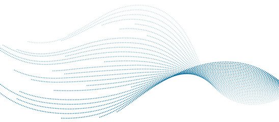 Blue minimal wavy dotted lines abstract futuristic tech background. Vector digital banner design