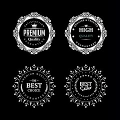 set of premium retro vintage badge ribbon logo design vector template