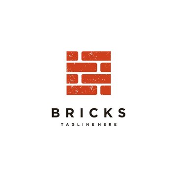 Rustic brick wall simple logo design building company vector illustration